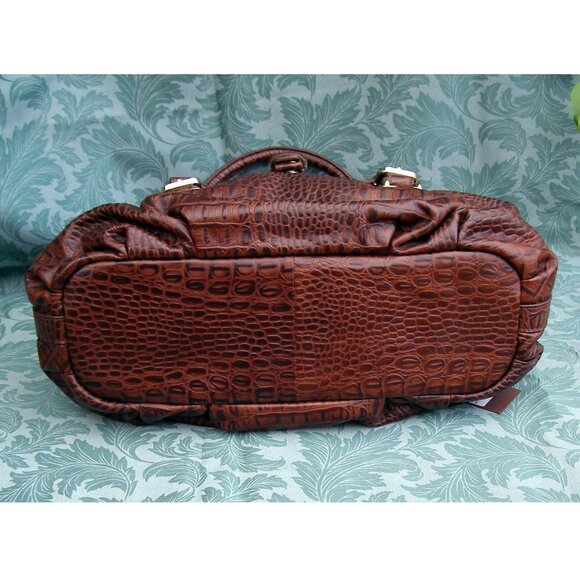 NEW MAZZINI Brown Leather Bag w/Tag Croc Embossed - Picture 5 of 15